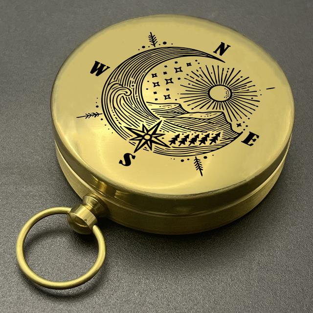 TEMU 1pc, "compass" Design, Automotive Compass, Traditional Pocket-style Camping Compass, Portable And Sturdy, An Ideal Gift Option