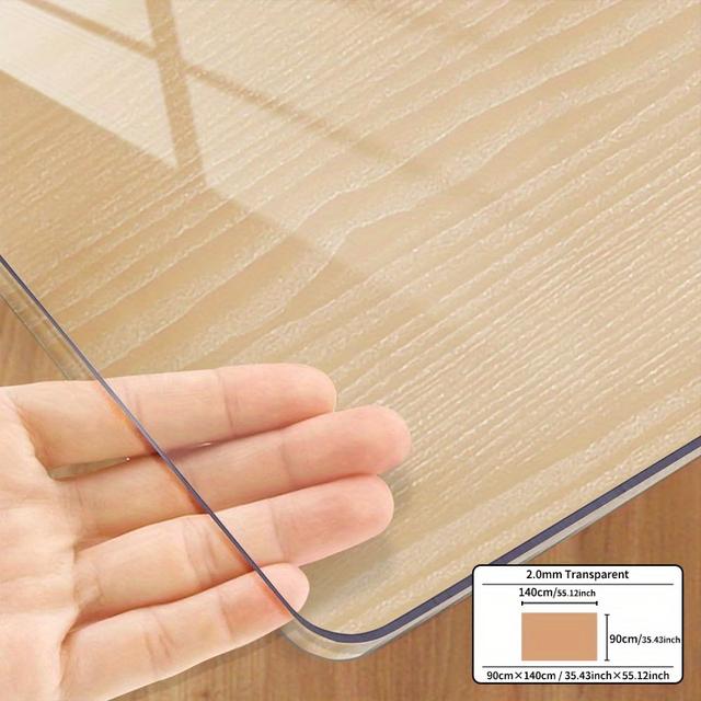TEMU 1pc Premium Pvc Transparent Tablecloth - 2.0mm Thick, Scratch-resistant, Home & Hotel Dining Tables