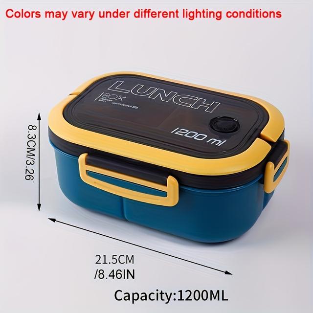 TEMU 40,58 oz doppelschichtige verschließbare Bento-Box mit Gabel Löffel (ohne Stäbchen), geeignet für Schüler, Büroangestellte, Mikrowellen-Geschirr, unverzichtbar für die Rückkehr in die Schule