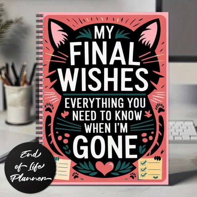 TEMU 1pc End Of Life Planner Spiral Notebook - Guided Final Arrangements Workbook For Will Preparation, Last Wishes, And - Vibrant With And Floral - Organizer In Mixed Colors