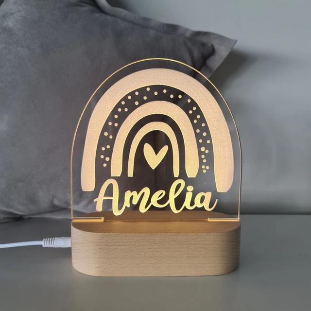 TEMU 1pc Personalized Baby Gift Or Nursery Decor Lamp - Name Night Light