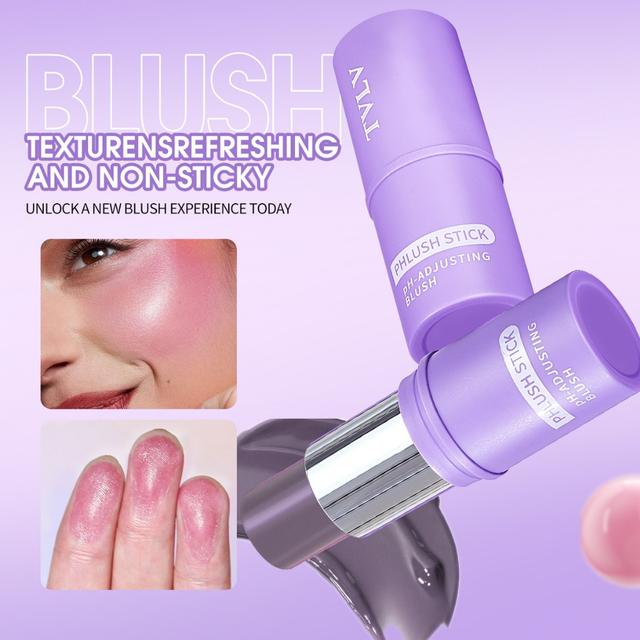 TEMU Färgskiftande Rouge Stick som reagerar på temperatur, mångsidig för användning som ögonskugga, rouge eller läppstift, tålig vatten och svett, ger långvarig färg som passar olika sminkstilar