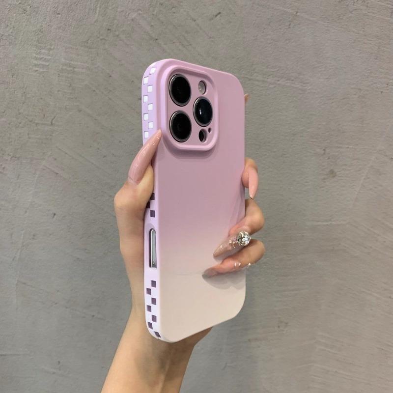 TEMU Fundas de Teléfono con Cuadrado Color-Block para iPhone 16, Compatible con iPhone 15 Pro Max/14 - Carcasa Protectora Antigolpes en Rosa Lujoso (Modelos 11-16)