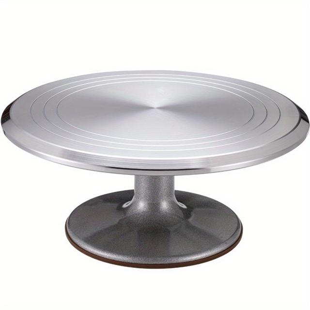 TEMU 12-inch Aluminum Rotating Cake Stand - Smooth Turntable, Non-slip Base Cake & Cupcake Decorating, Easy Clean, Ideal For Baking Enthusiasts
