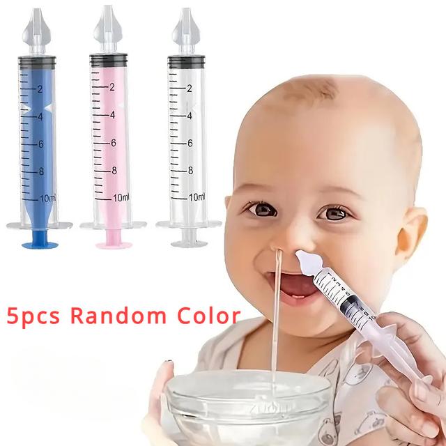 TEMU 5 limpiadores na para bebés | Irrigador nasal de silicona para niños y bebés, 10 ml, disponible en colores aleatorios: , Transparente
