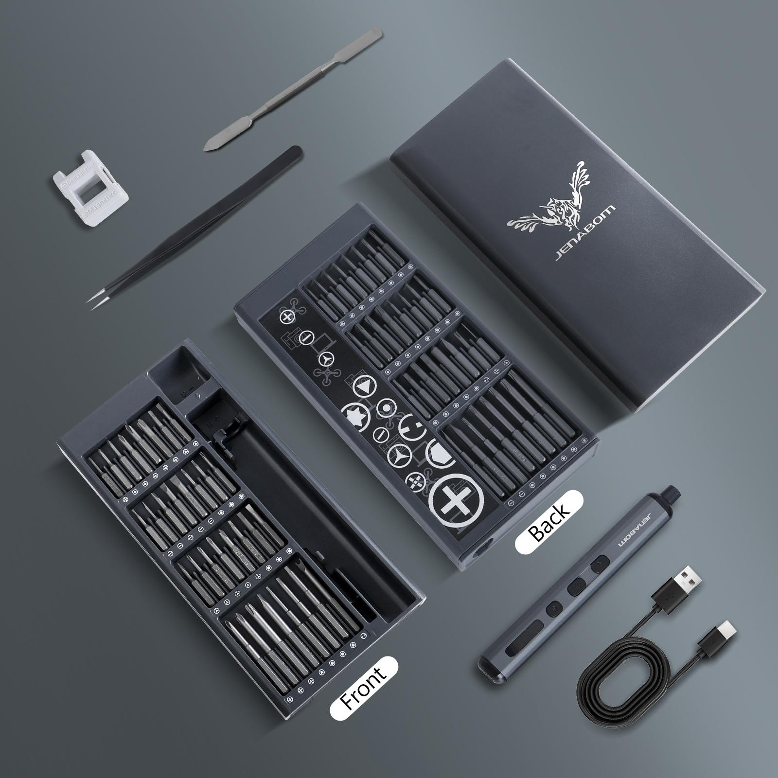 TEMU Jenabom Cordless Electric Screwdriver Suit 68in 1 Precision Screwdriver Suit Magnetic Screwdriver Bit Led Light Fast Charging