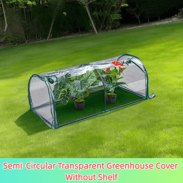TEMU 1개 반원형 투명 재배 온실 - 내구성 PVC 소재, 서리 및 비 방지 식물 텐트, 정원 온실 커버, 꽃과 채소에 적합, 정원 및 발코니, 야외 식물 보호, 내구성 있는 식물 쉼터(프레임 없음)