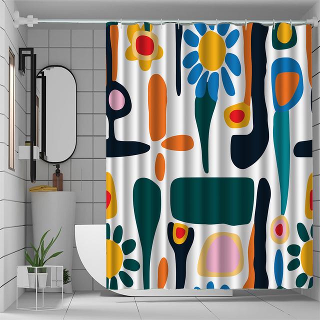 TEMU 1 pieza, cortina de ducha de formas coloridas, de decoración de baño elegante de
