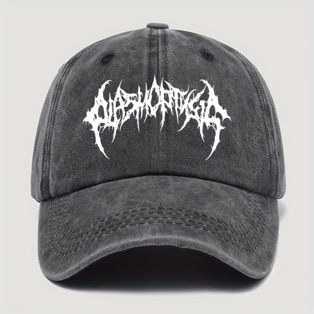 TEMU 100% 빈티지 스타일 워싱 야구 모자, 복잡한 흰색 프린트 - 남녀 공용 조절 가능한 스냅 버튼 - 통기성 좋음, 골프, 자외선 차단 및 캐주얼 야외 활동에 적합, 야구 모자