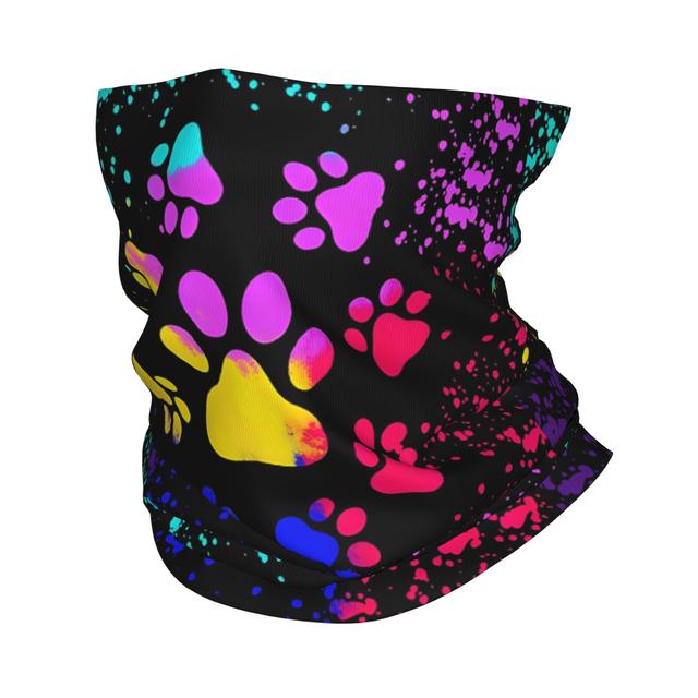 TEMU Funky Dog Paw Print Bandana, Knitted Polyester Neck Gaiter With Elastane, Breathable & Stretchable Headwrap Scarf