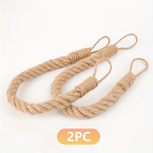 TEMU A Pair Of Classic Handmade Woven Linen Curtain Ties, No-hole Storage Straps, Suitable For Curtain And Window Decoration, In A Brown