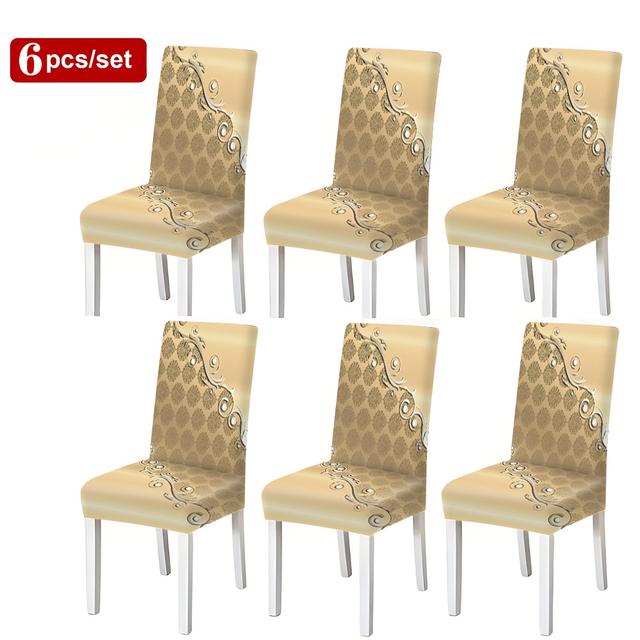 TEMU 2/4/6pcs, Luxury Gold Texture Print Pattern, Minimalist High-end Chair Cover Decoration Set, Chair Protection Cover, Chair Decoration Cover, Universal Holiday Atmosphere Decoration Chair Cover