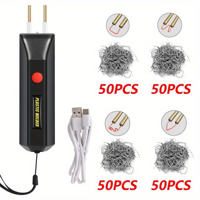 TEMU 100w Plastic Welder Usb Portable Mini Hot Plastic Crack Repair Tool 2 In 1 Set With 200 Welding Nails Repair The Door Of Automobile Bumper