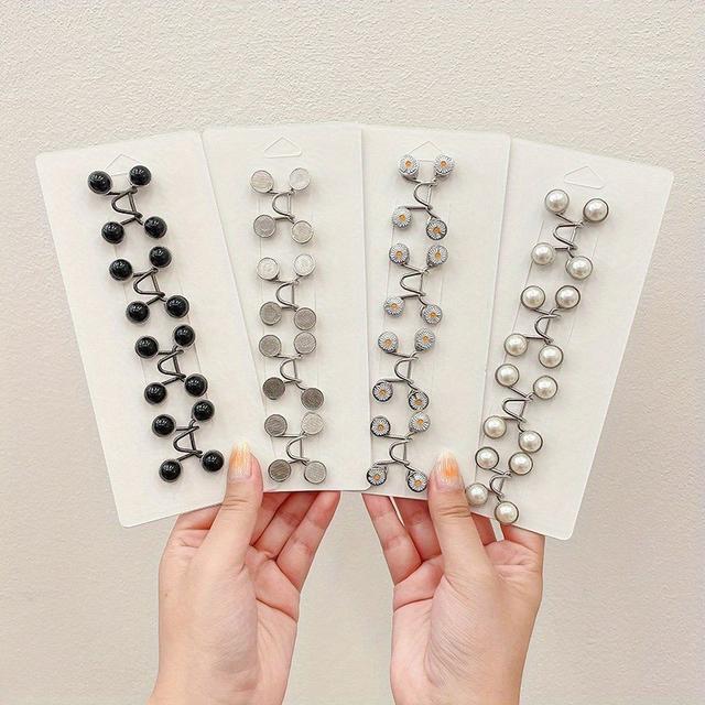 TEMU 8pcs, Stylish Seamless Waistband Tightener - Women's Metal Design, Jeans Waist Adjuster, Removable, Adjustable And , Perfect Gift