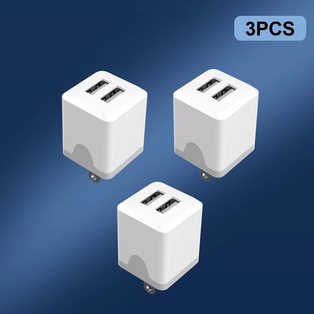 TEMU Usb Wall Charger, Dual Port Quick Charger Plug Cube For Iphone 15 14 11 Pro Max 10 Se X 8 7 Plus Fast Charging Box Brick