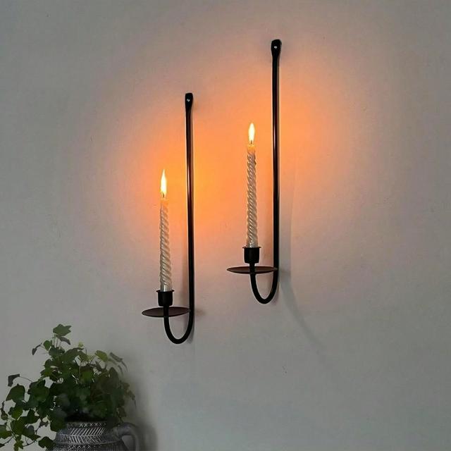 TEMU Modern Minimalistisk Metall Väggmonterad Ljushållare - Böjd/Rak Gren för Ljus med Låga ( Konstljus) - Installation, Utrymmesbesparande, Matsal, Bröllop, - Elegant Dekorationspresent