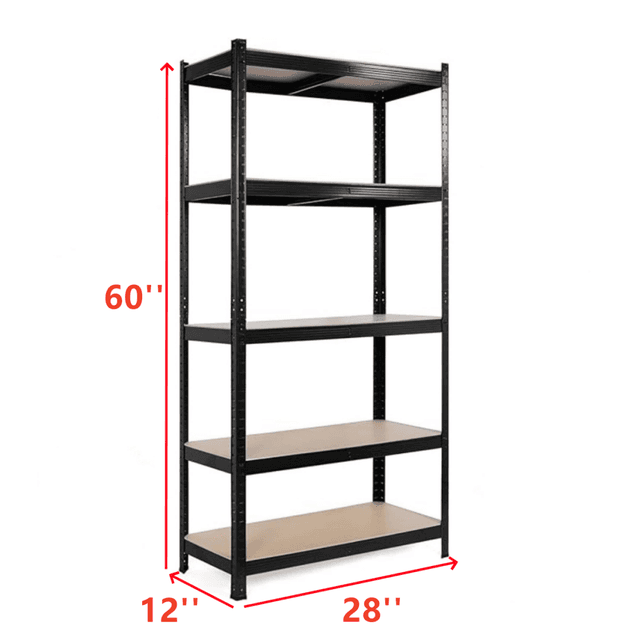 TEMU 1000 Lb 5 Story Heavy Duty Metal Garage Rack 60" H X 28" W X 12" D - Stackable, Adjustable, For Storage And Organization - Ideal For Garages, Storage Rooms, Etc., Utility Rack, Utility Racks