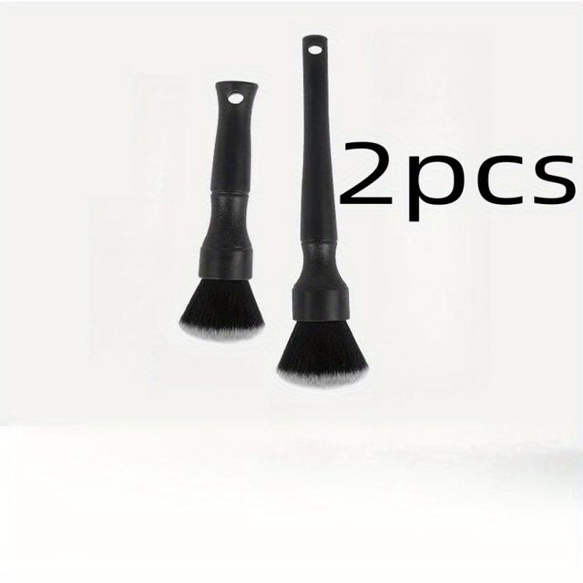 TEMU 2 -bristle Car Interior Detailing Brushes - Suitable For Dashboard And Dusting Tools, Automotive Maintenance Use, Black
