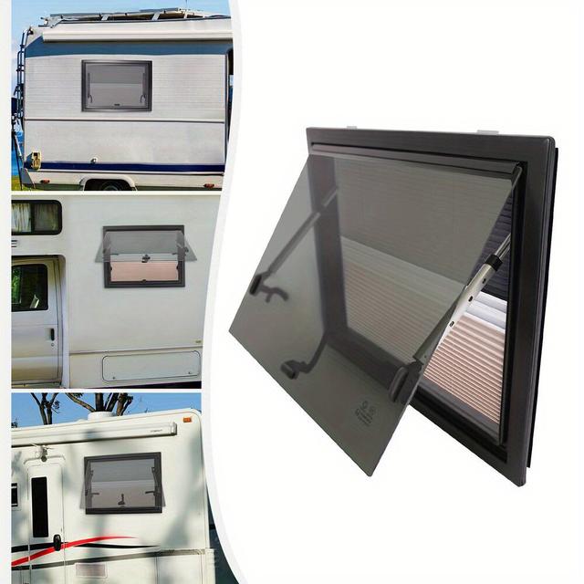 TEMU 600x450mm Rv Push Out Window Rv Window With Window Screen Aluminum Alloy, Tempered Glass Material Rectangular