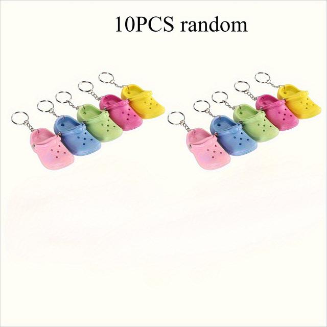TEMU Gift For Her/him 10 Shoe Keychains, Multicolor Plastic And Resin Flexible Beach Hole Shoe Key Rings Reusable With Decorative Hanging Pieces Suitable For , Lovers Ideal Christmas And Birthday Gift