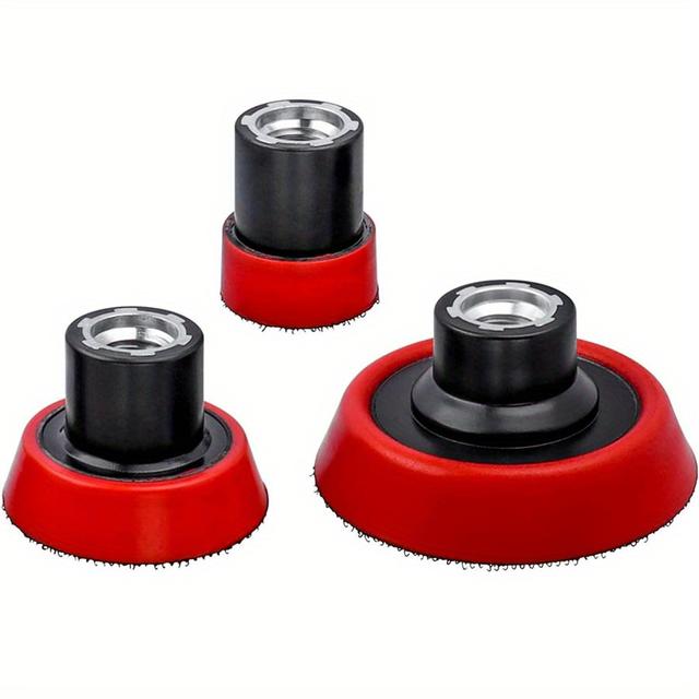 TEMU 3pcs Set Of 3 Different Sizes Of Red Grinding Discs With M14 Threaded Pu Polishing Machine Pads, Rotary Sanding Accessories, Sanding Discs, Rotary Sanding Machine, Rot