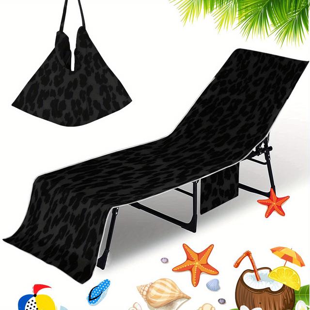 TEMU 1pc Beach Chair Cover, Quick-dry Microfiber Pool Towel With Pockets, Vacation Essential Travel Accessory