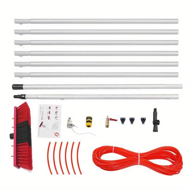 TEMU 1pc Yiyibyus 26ft Aluminum Alloy Water Fed Pole With Brush Tool For Window And Solar Panel Cleaning, Universal Fit Outdoor Cleaning Equipment