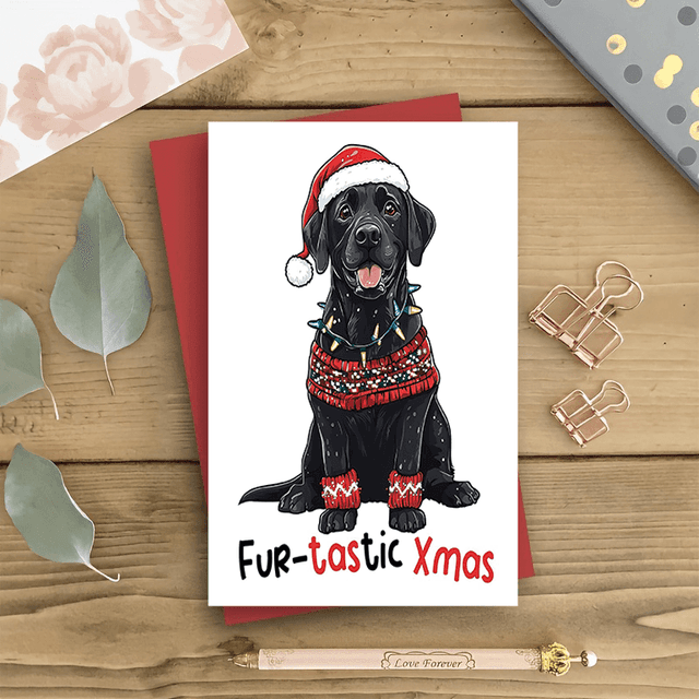 TEMU 1pc Christmas Dog Greeting – In Santa Hat And – Fur- For – Greeting For Anyone