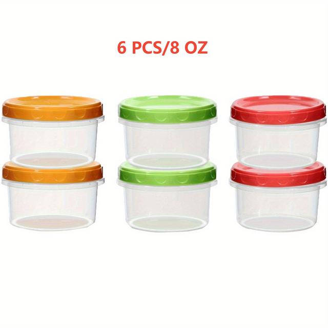 TEMU 6 Stück Rote/Gelbe/Grüne Lebensmittelbehälter – 8oz & 16oz Kleine Gefrierboxen mit Deckeln – Auslaufsichere, Langlebige Küchenorganizer für Obst, Saucen & Snacks
