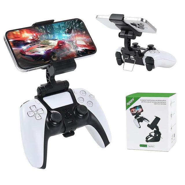 TEMU Phone Holder For Ps5 Controllers, Featuring An Adjustable Gaming Clamp Compatible With The Ps5 , Allowing For Dual Angle Adjustments And Extendability