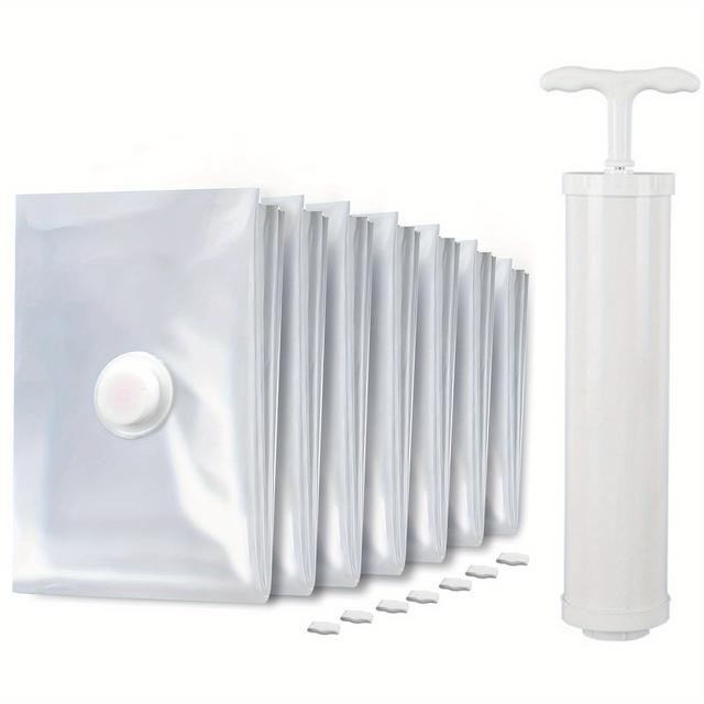 TEMU 布団圧縮バッグ 衣類圧縮バッグ マルチサイズセット 厚手・密閉性抜群 羽毛漏れ防止 布団・毛布収納用 手動吸引ポンプ付き