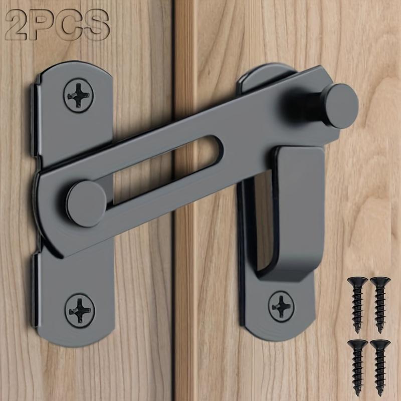 TEMU 1set Stainless Steel Barn Door Locks - 180° Flip Sliding Latch For Garage, Bathroom, Pet