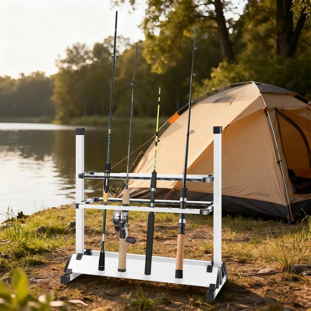 TEMU 24 Fishing Rod Stands Aluminium Alloy Portable Fishing Rod Stand Aluminium Alloy Fishing Rod Stand 72cm X 32.5cm X 72cm
