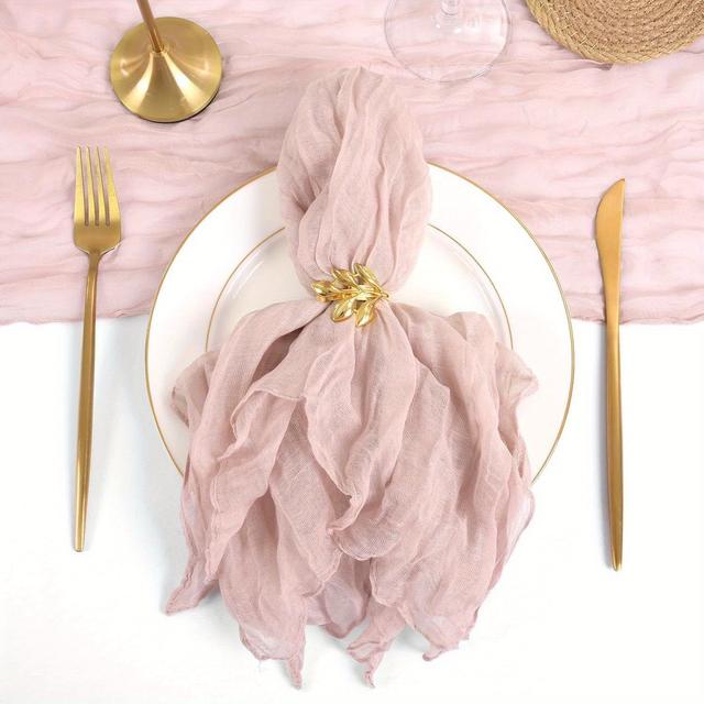 TEMU 24 serviettes en gaze réutilisables, 50 x 50 cm, mouchoirs carrés muslin à bordure délicate pour mariage, fête de Noël, décoration de table café restaurant