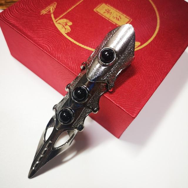 TEMU خاتم أظافر أنيق بتصميم جمجمة حيواني طويل بأسلوب البانك روك