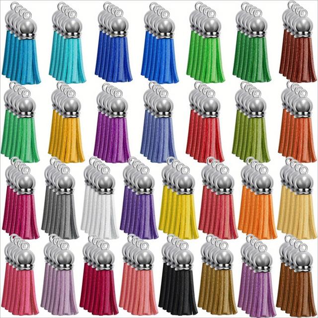 TEMU 120pcs Efrey Leather Tassel Keychain Pendants, Acrylic Charm Blanks, For Making And Craft Supplies