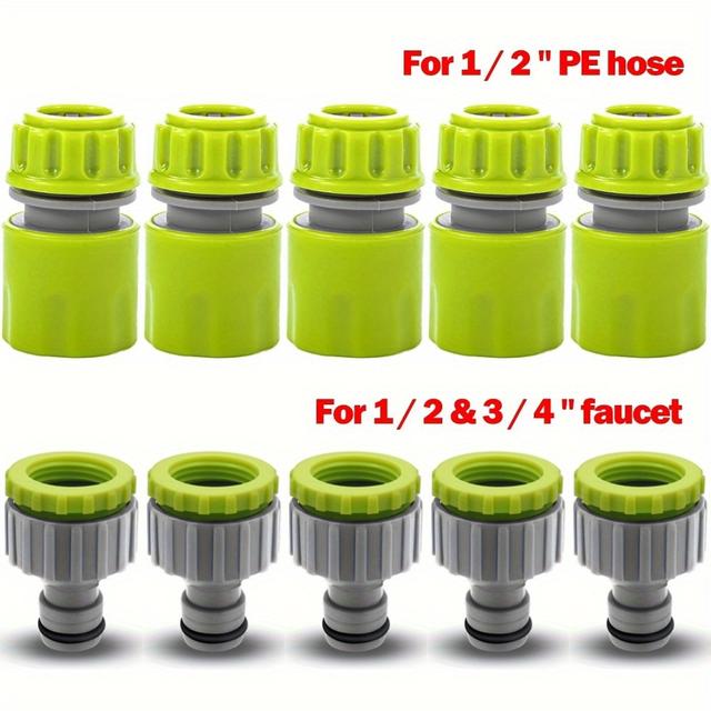 TEMU 10pcs/5set Hose Quick Connector 3/4 & 1/2 Inch Car Washing Hose Water Tap Threaded Connector Faucet Adapter For Car Washing
