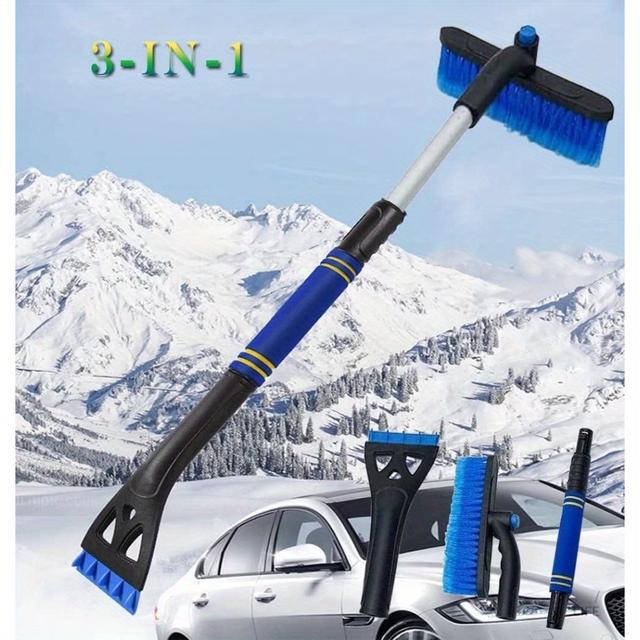 TEMU 1pc Multi-functional 3-in-1 Telescopic Scraper For Vehicles, Pvc Material, Car Truck Tool With Mounting Bracket