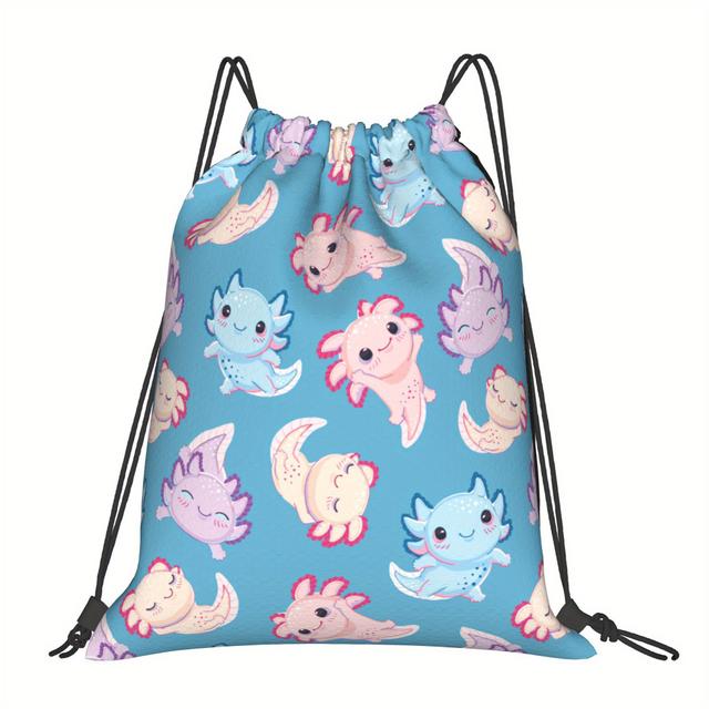 TEMU Axolotl Salamander Drawstring Bags Backpack