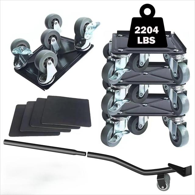 TEMU 金属製家具移動ツー - 5輪ユニバーサルホイール、ブレーキ付き360°回転可能、拡張スパッジャー+4枚のパッド付属、ベッド・ソファ・冷蔵庫・ア・洗濯機などの重い物を滑らせるのに適した
