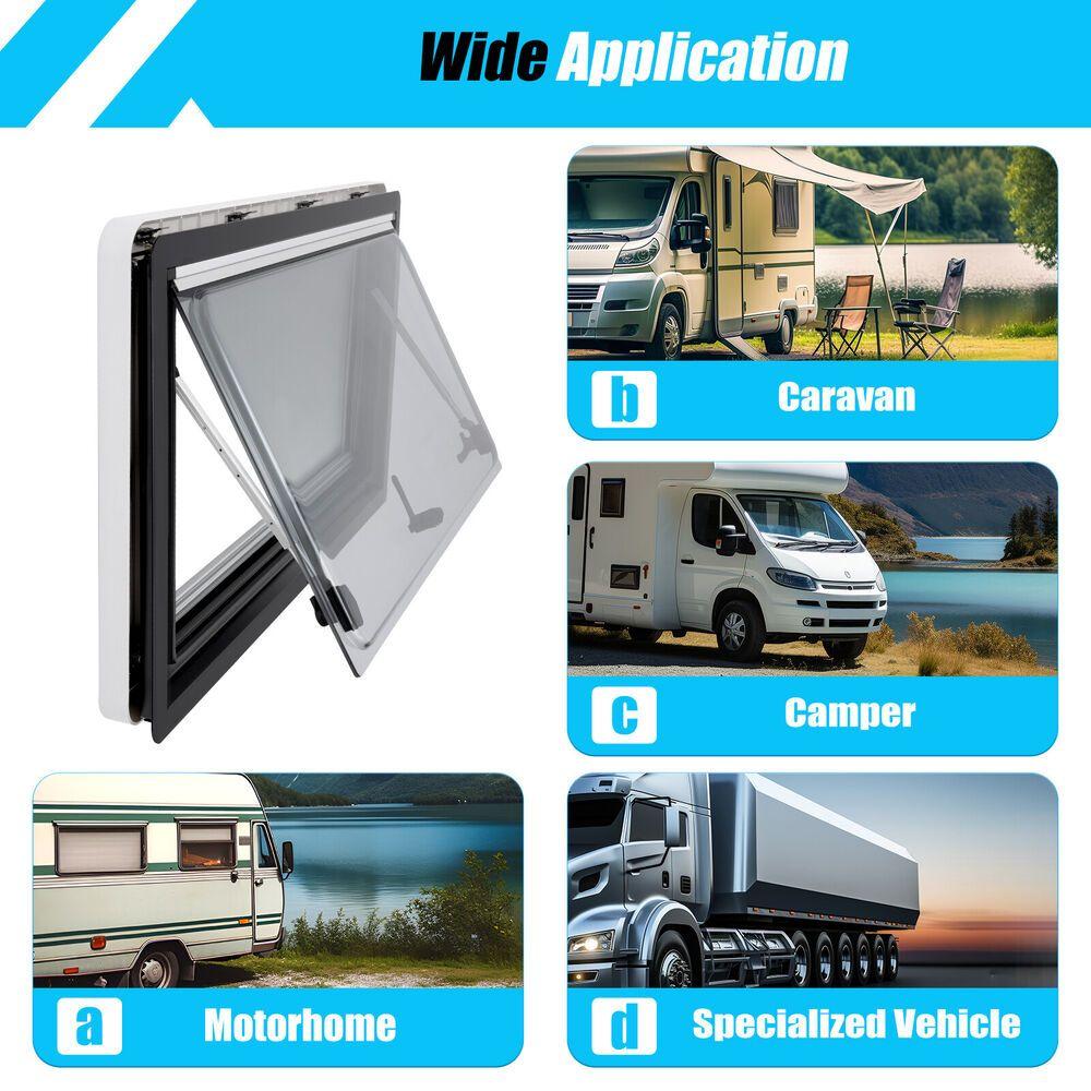 TEMU 900 X 500 Mm Window E13 Hinged Window For Rv With External Push Mechanism, Fly Screen, And Built-in Roller Blind For Van Side Window
