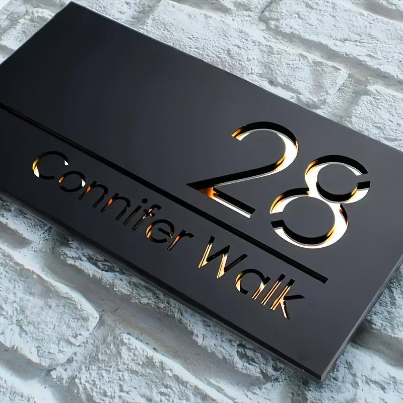 TEMU Custom Laser-cut House Number - Matte Durable Plastic Address Sign, No Power Required, Wall-mounted Modern For Streets, & Home Decor, 2d Flat Street Marker, 2d Flat