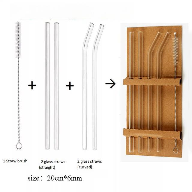 TEMU ชุดหลอดแก้ว 5 ชิ้น ทนความร้อน ทนทาน หลอดแก้วตรง + โค้ง + แปรง รวม 5 ชิ้น