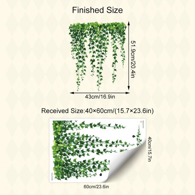 TEMU 1pc Large Leaf Window Film - Static Cling Privacy Glass Panels, Removable Pvc Decals For Doors, Shower & Mirrors - Easy & Stick (no Glue) - Foliage Panels For (15.7"x23.6")