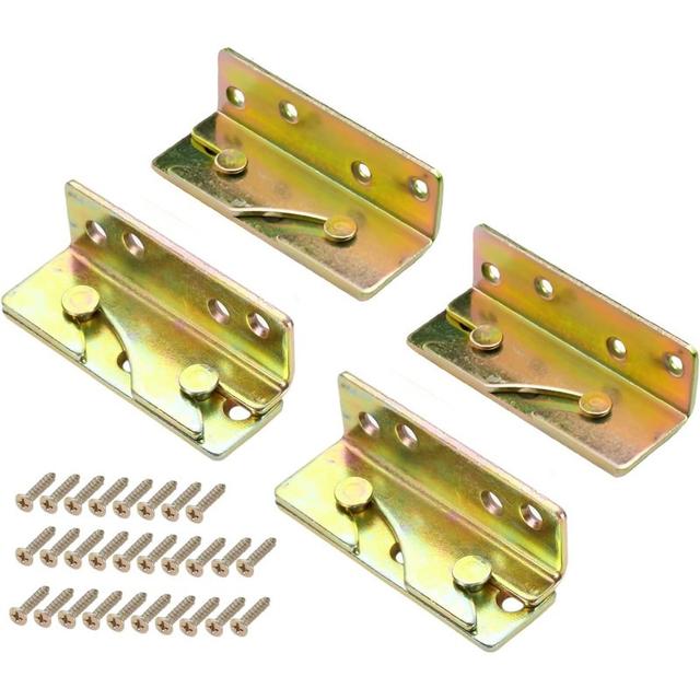 TEMU 4-pack Heavy Duty Metal Bed Rail Brackets With Screws, Non-mortise Bed Frame Hardware, Mixed Color, No Electricity Required