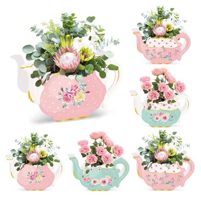 TEMU 12pcs Floral Arrangement Decorative Teapot Tea Party Gift Candy Cardboard Boxes