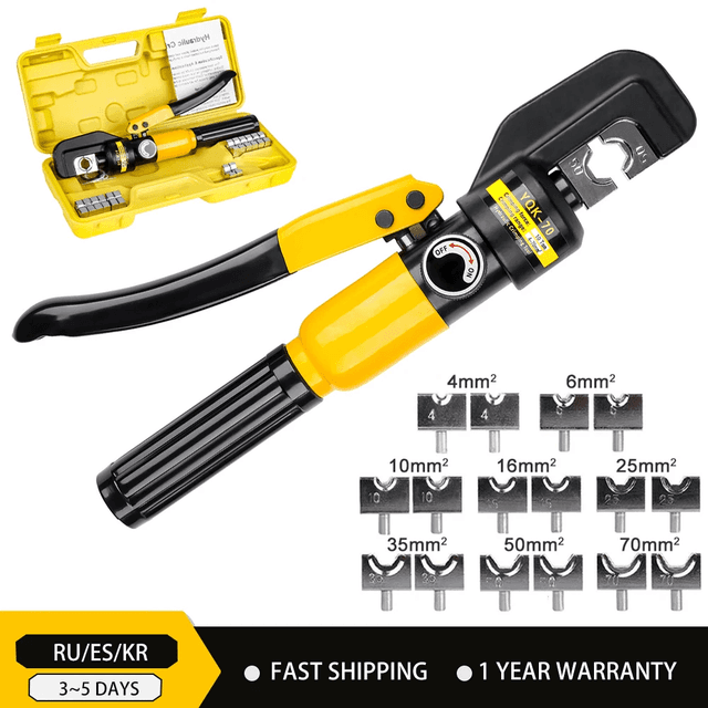 TEMU 16 Hydraulic Wire Crimping Tool For Battery Cable Lug Terminals, Includes 8 Pairs Of Dies, Crimping Tool