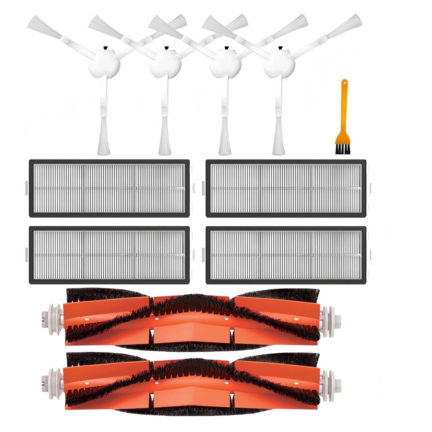 TEMU Zubehör-Set für Bot D10 Plus RLS3D Saugroboter | 2 Hauptbürsten, 4 HEPA-Filter, 4 Seitenbürsten, 1 Reinigungswerkzeug, Ersatzteile, Reparatur-Aufsätze