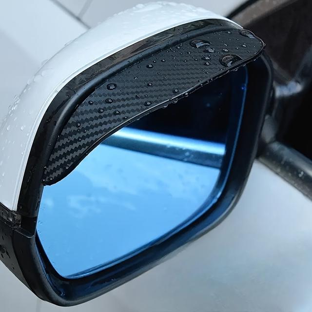 TEMU 4pcs Set Of Car Rearview Mirror Rain Guards, Rain Visors, Thickened Carbon Fiber Textured Rearview Mirror Rain Guards