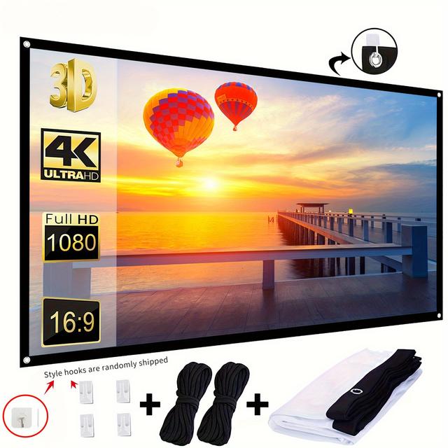 TEMU 1x60 pulgadas 7 piezas - Pantalla Portátil para Actividades al Aire Libre y Reuniones Temporales, Fácil de Montar sin Instalación Compleja, 4K Ultra HD , Ideal para Presentaciones en Eventos